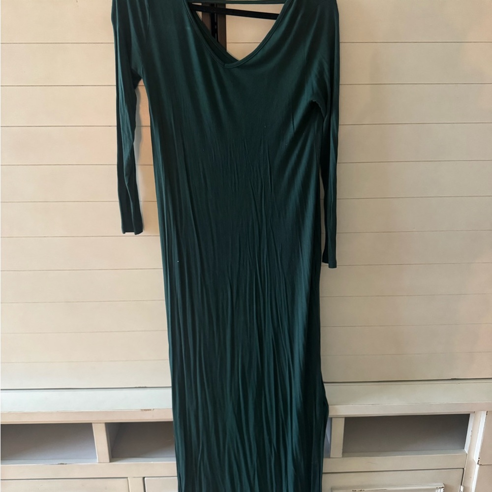 Chic Forest Green Long Sleeve Dress